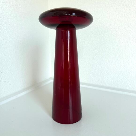 Iittala Atlas Candleholder Harri Koskinen 1996 Red Glass Finland 9" Modern Art - Picture 5 of 5